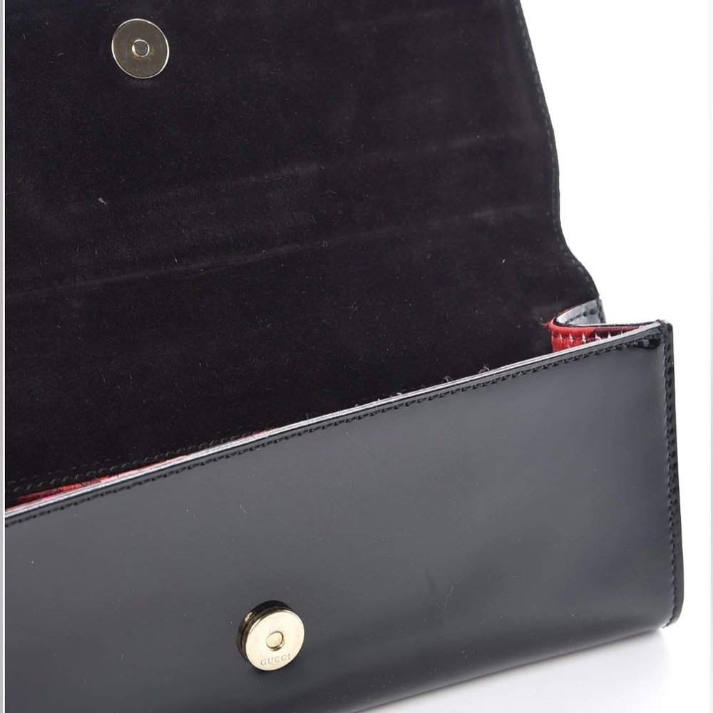 Gucci Black Patent Leather Clutch with Silver Buckle - Picture 8 of 13